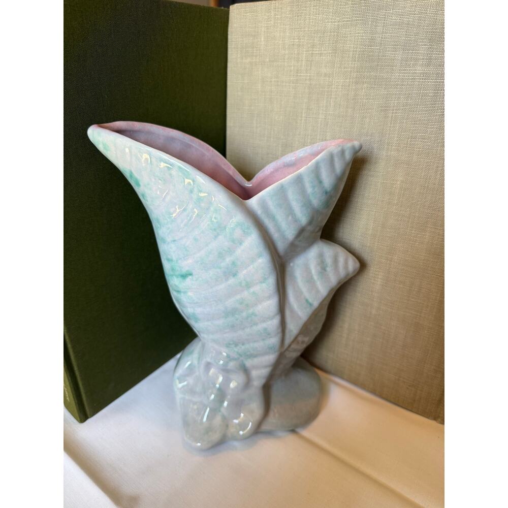 Conder H67 Ceramic Vase – 9” – Pastel Triple Leaf Form – Studio Art Pottery